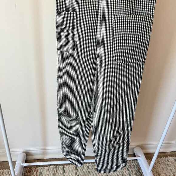 V-Neck Seersucker-Style Gingham Full-Length Jumpsuit - Picture 3 of 4